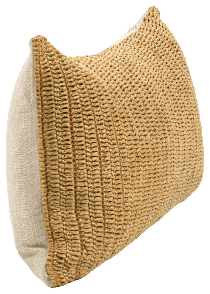 Nakeya Knitted Throw Pillow by Kosas Home, Honey, 14x26