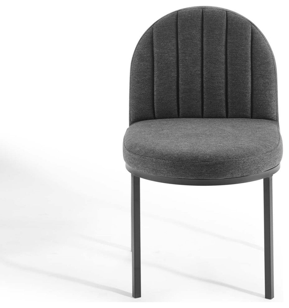 Side Dining Chair, Set of 2, Fabric, Black Gray, Modern, Bistro Restaurant