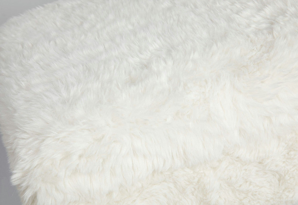 Huggy Luxury Plush Faux Fur Upholstered Storage Bench - Natural