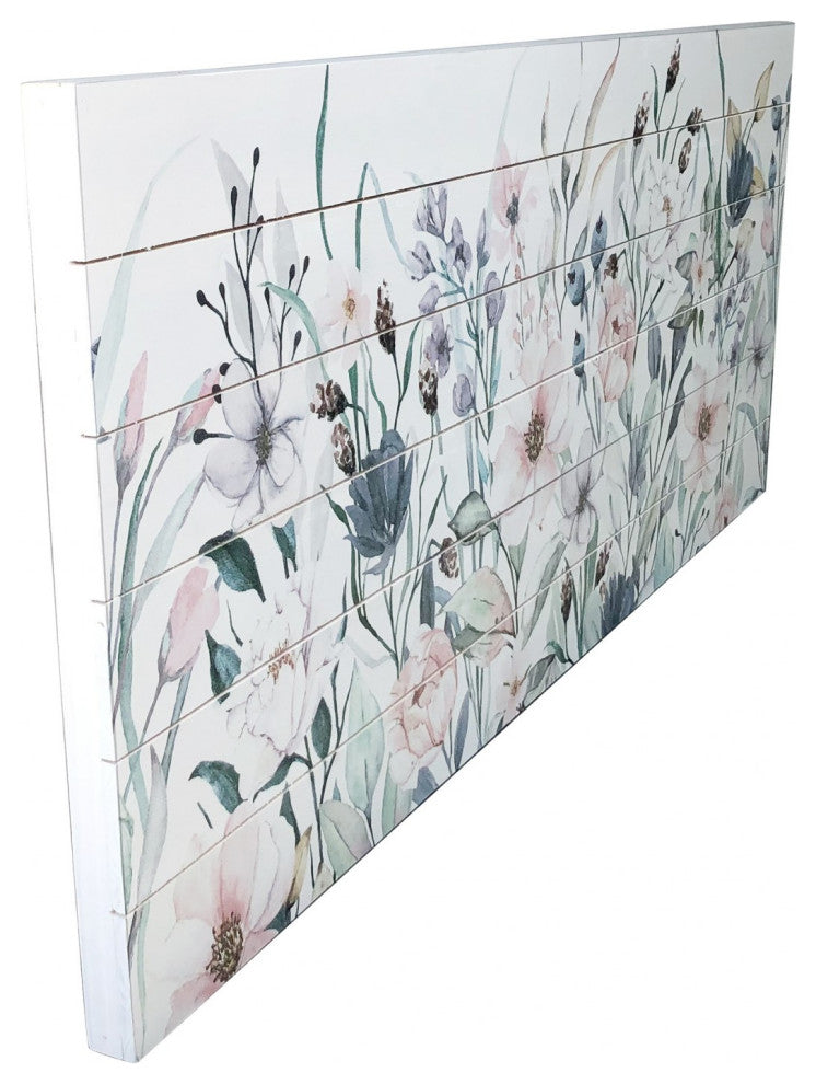 Pretty, Pink Flower Garden Wood Plank Wall Art
