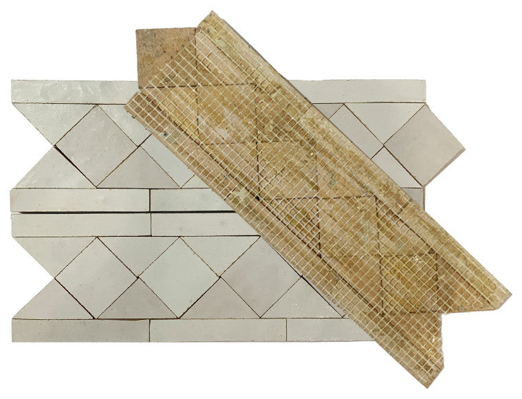 Contemporary Zellige Border, 12"x3 3/4"x1/2", Off-White