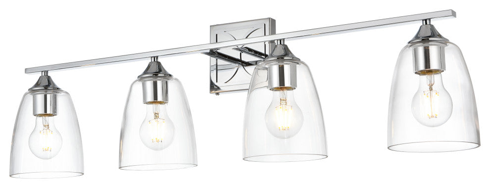 4 Light Chrome And Clear Bath Sconce