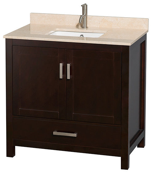 Wyndham WCS141436SESIVUNSMXX 36 Inch Single Vanity with Ivory Marble Top