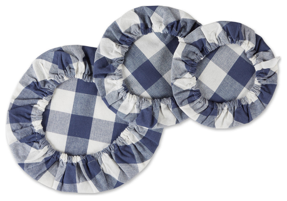 DII Asst French Blue Buffalo Check Woven Dish Cover (Set of 3)