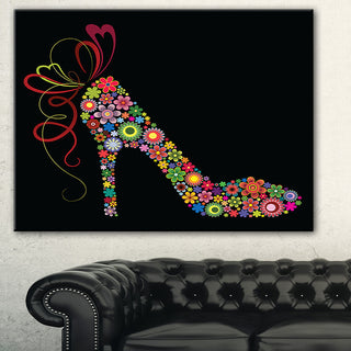 "Colorful Shoe With a Bow" Digital Print on Canvas, 32"x16"