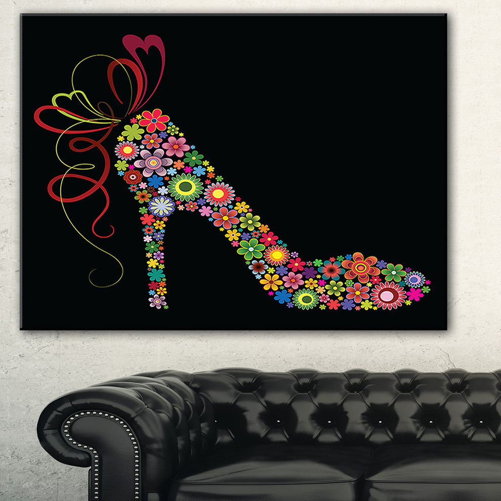 "Colorful Shoe With a Bow" Digital Print on Canvas, 32"x16"