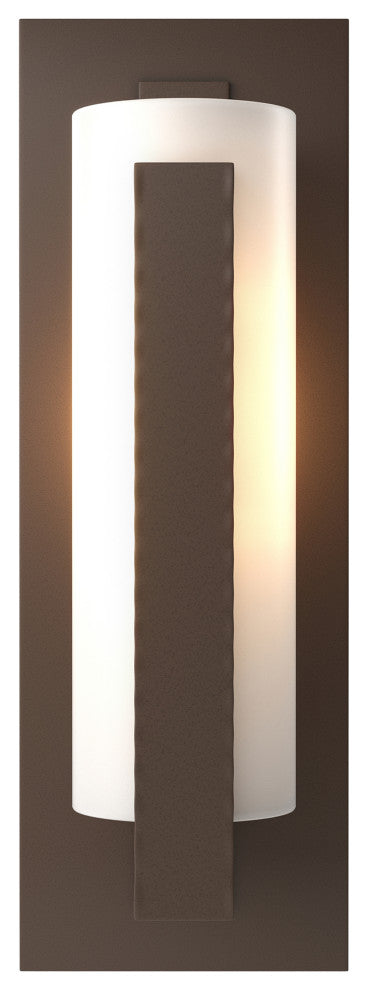 Forged Vertical Bars Outdoor Sconce, Coastal Bronze Finish, Opal Glass