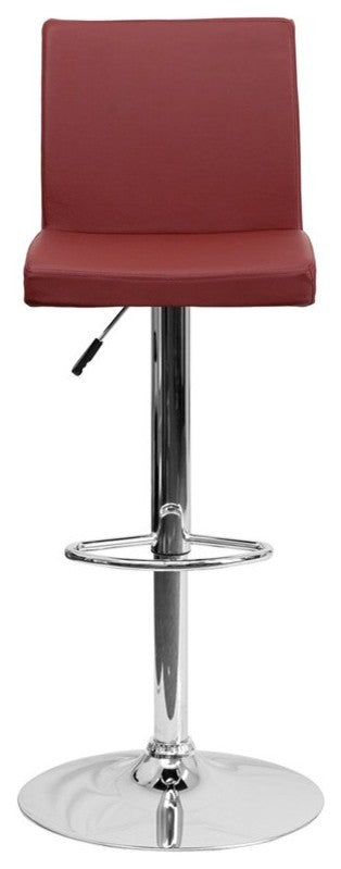 Estella Lori Mid-Back Burgundy Vinyl Swivel Adjustable Barstool