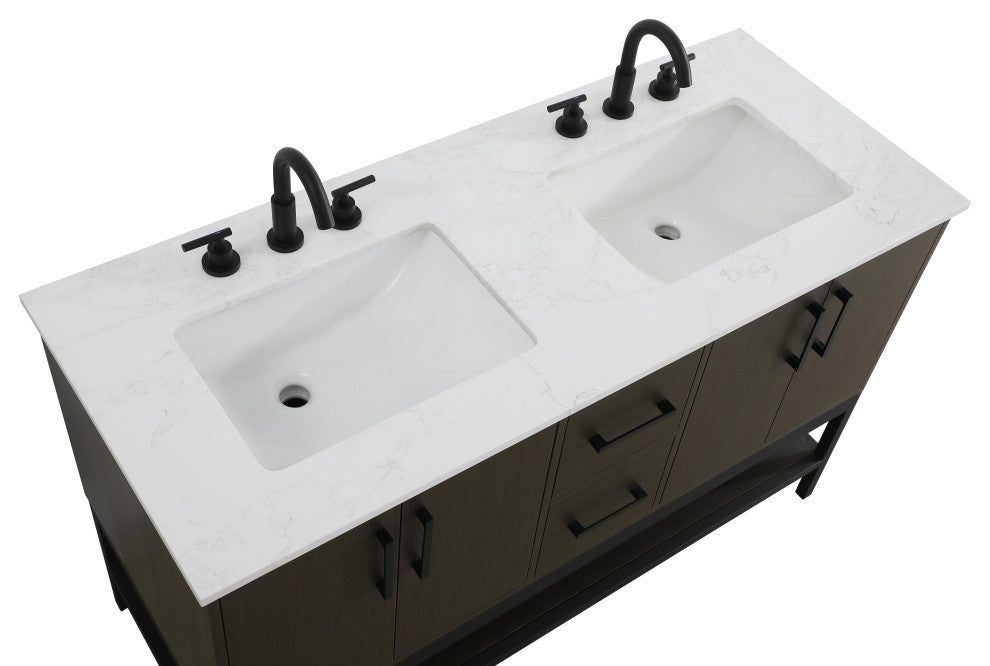 Home Living 54" Double Bathroom Vanity, Mocha Brown