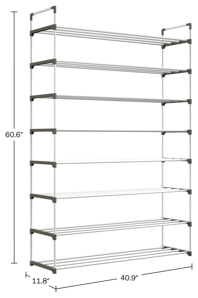 Shoe Rack 8-Tier Shoe Organizer for Closet, Bathroom, Entryway Holds 40 Pairs, White