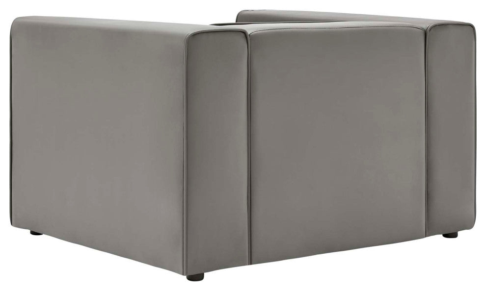 Armchair and Sofa Set, Faux Vegan Leather, Gray, Modern, Lounge Hospitality