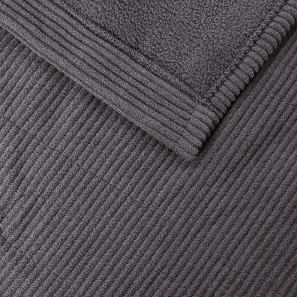 Beautyrest Knitted Micro Fleece Solid Textured Heated Blanket, Gray, King