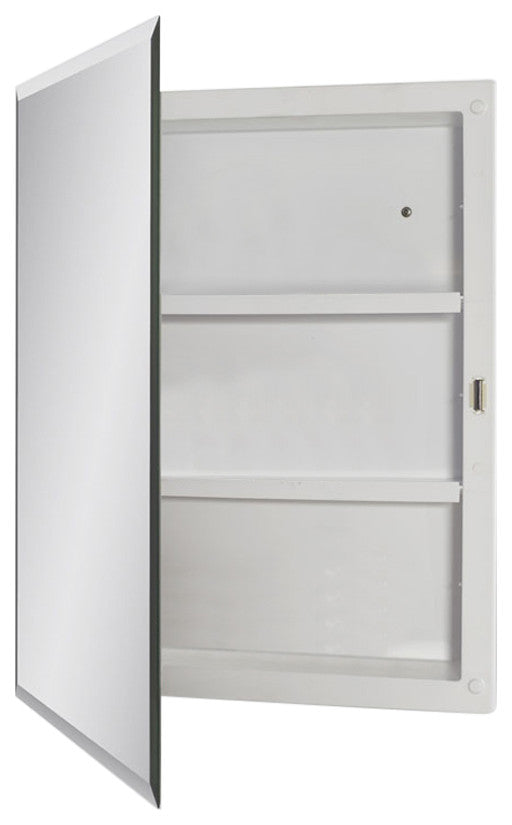 Recessed Polystyrene Beveled Edge Mirror Medicine Cabinet 16"x20"