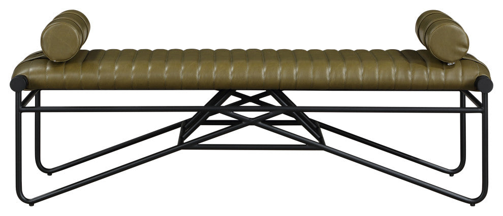 Gatsby Vegan Leather Upholstered Bench, Olive