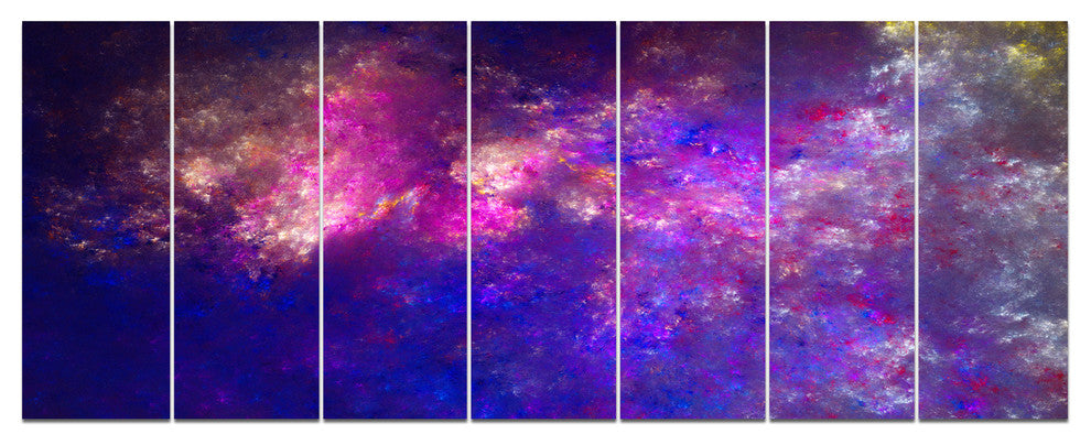 Clear Purple Starry Fractal Sky, Abstract Canvas Art Print, 83"x32", 7 Panels
