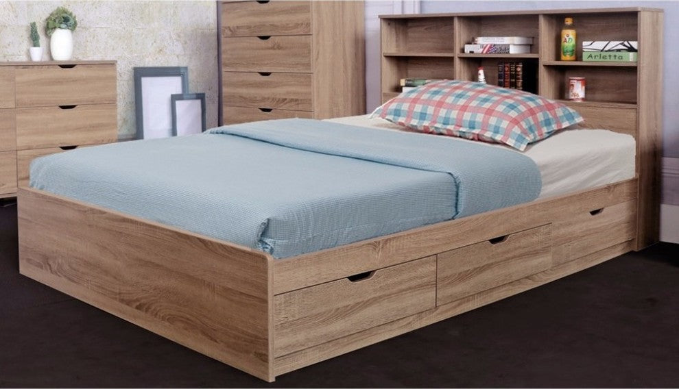 Luxurious Brown Finish Chest Bed With 3 Drawers.