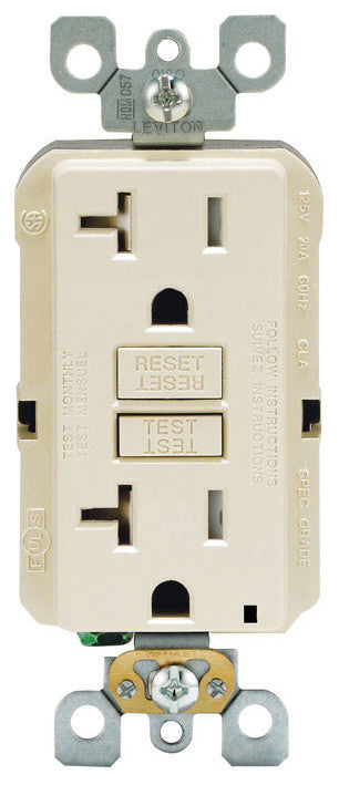 Leviton Self Test GFCI Receptacle, Light Almond, 20 Amp