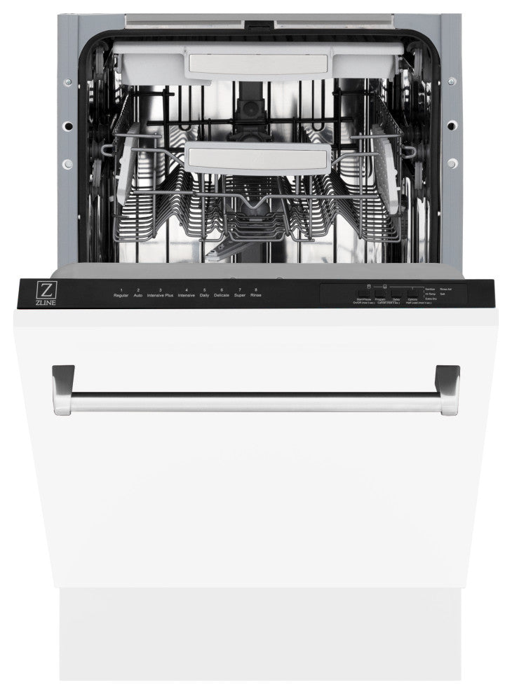 ZLINE 18" Tall Tub Dishwasher, White Matte With Stainless Steel Tub DWV-WM-18