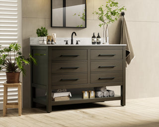 Home Living 48" Single Bathroom Vanity, Mocha Brown With Backsplash