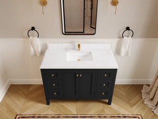 Nashville 48" Single Sink Bath Vanity, Black 1.5" Empira Quartz