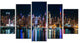 New York Midtown Night Panorama, Blue, Canvas Print, 60"x32", 5 Panels