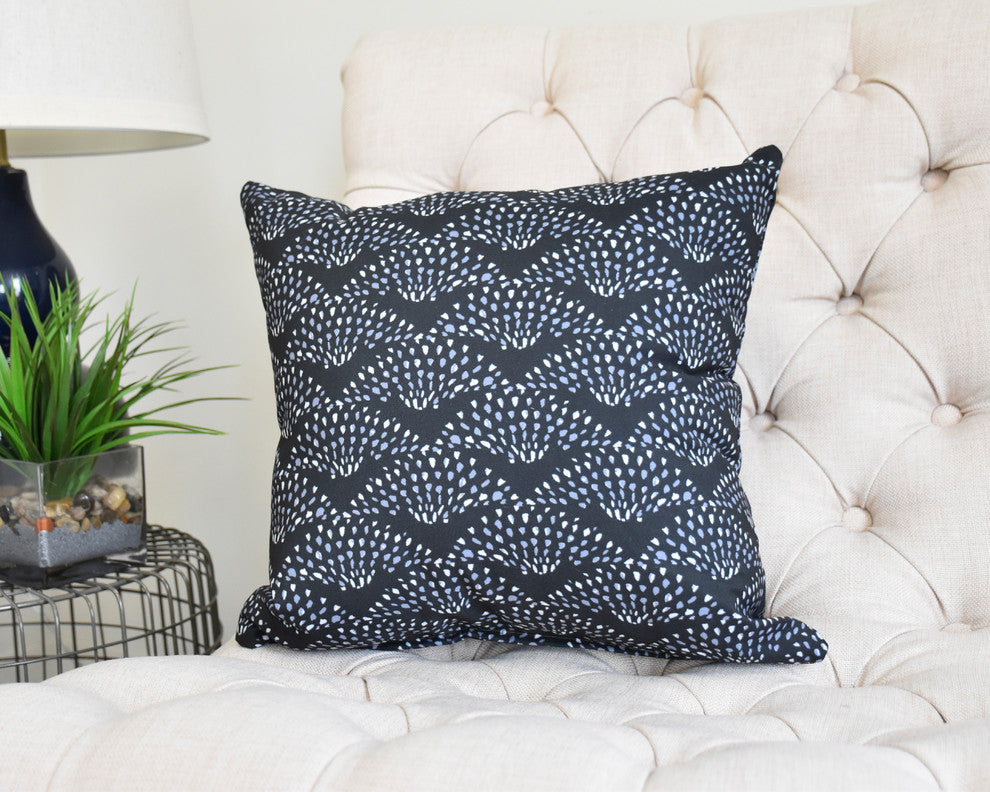 Fan Dance 18" Black Geometric Print Decorative Throw Pillow