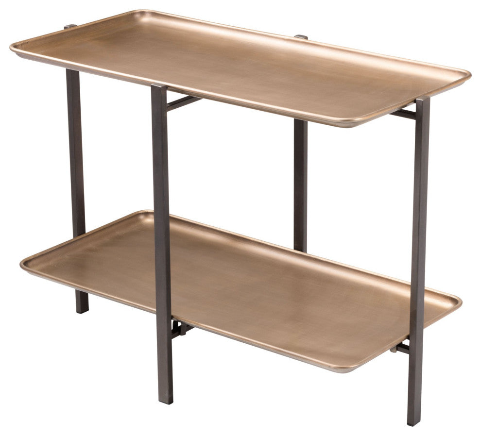 Coffee Table, Rectangular, Steel Metal, Gold, Gray, Lounge Hospitality