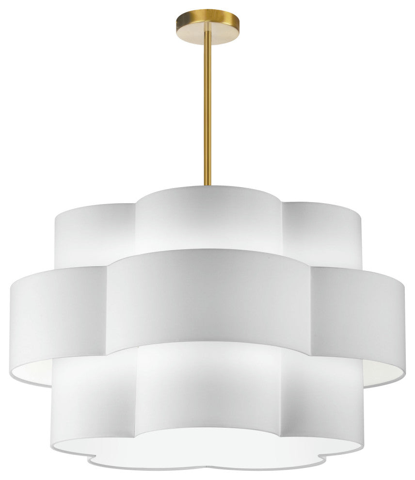 Dainolite PLX-284C-AGB-WH 4 Light Chandelier, Aged Brass