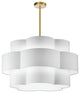 Dainolite PLX-284C-AGB-WH 4 Light Chandelier, Aged Brass
