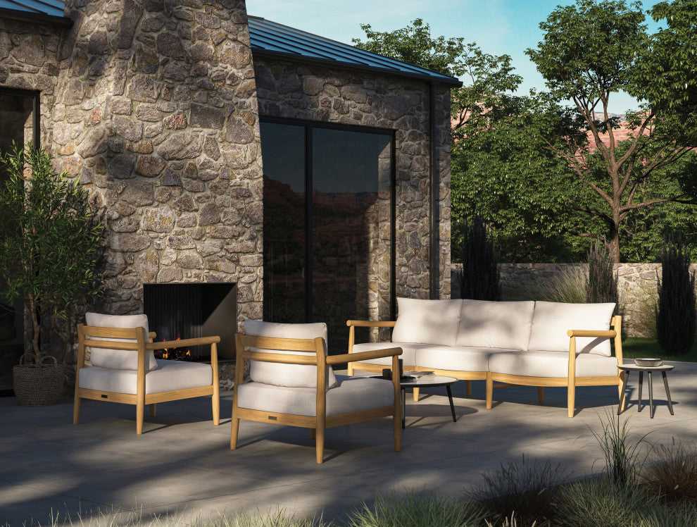 Lido Sofa, Teak, Bliss Linen Cushion Set