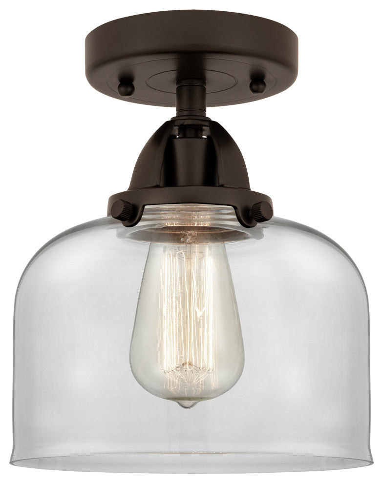 Large Bell Semi-Flush Mount, Oil Rubbed Bronze, Clear, Clear