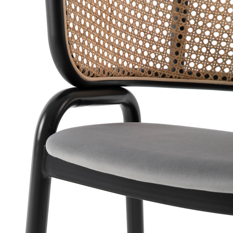LeisureMod Ervilla Modern Dining Chair With Stainless Steel Legs, Grey