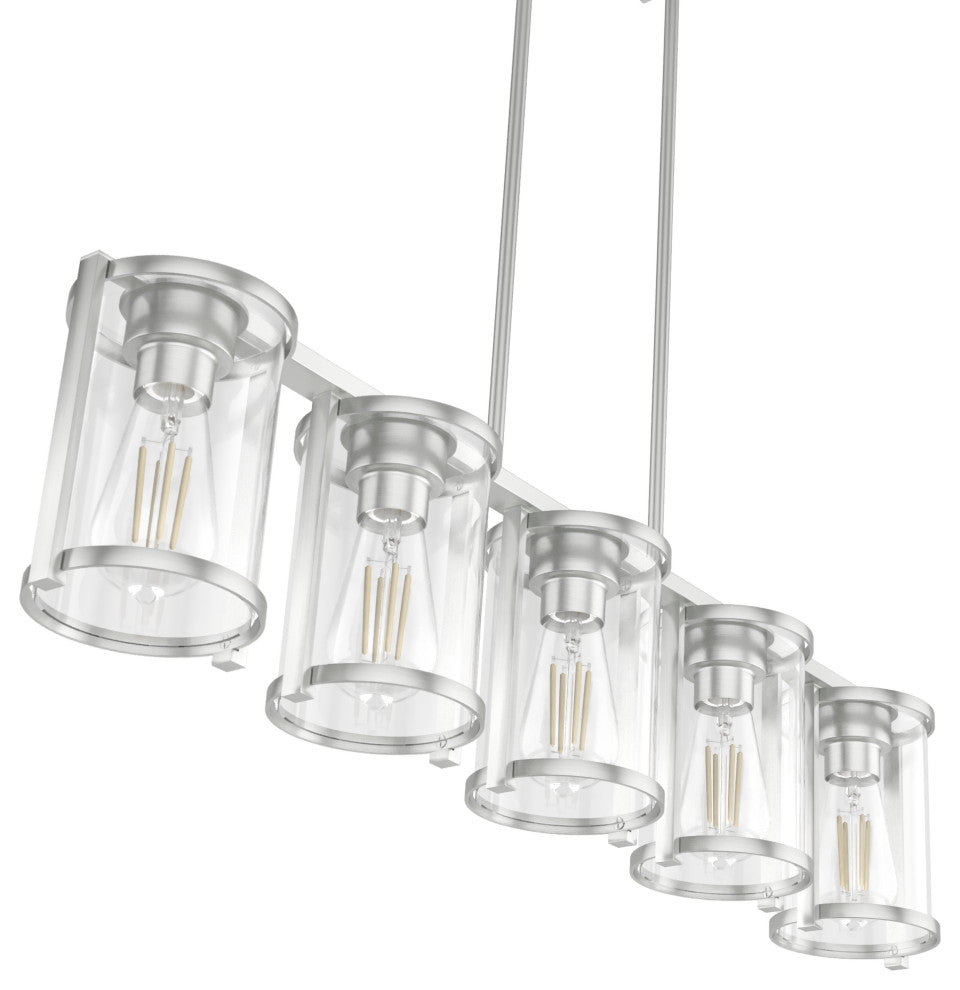 Astwood Brushed Nickel With Clear Glass 5 Light Chandelier Ceiling