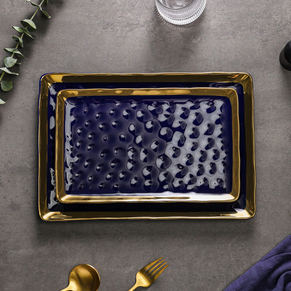 2-Piece Stone Lain Florian Porcelain Serving Set, Blue