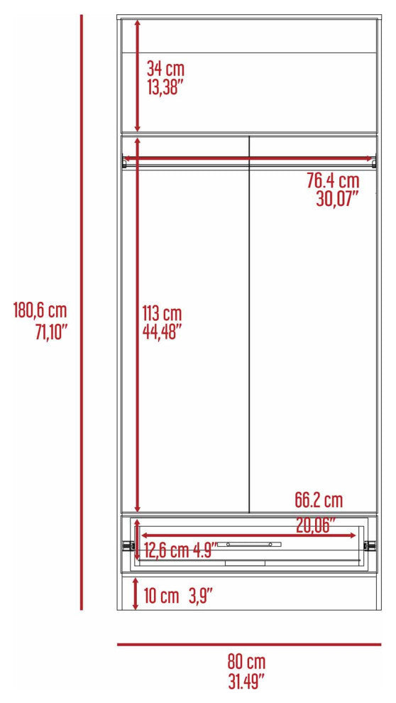 Rio 2-Door Armoire, White