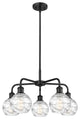 Athens Deco Swirl 5-Light 24" Stem Chandelier, Matte Black, Clear