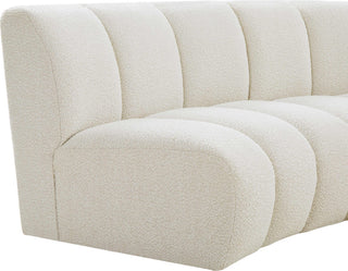 Infinity Black Boucle Fabric Upholstered Arc Shaped Modular Sectional, Cream, 9-Piece, Arc-Shaped