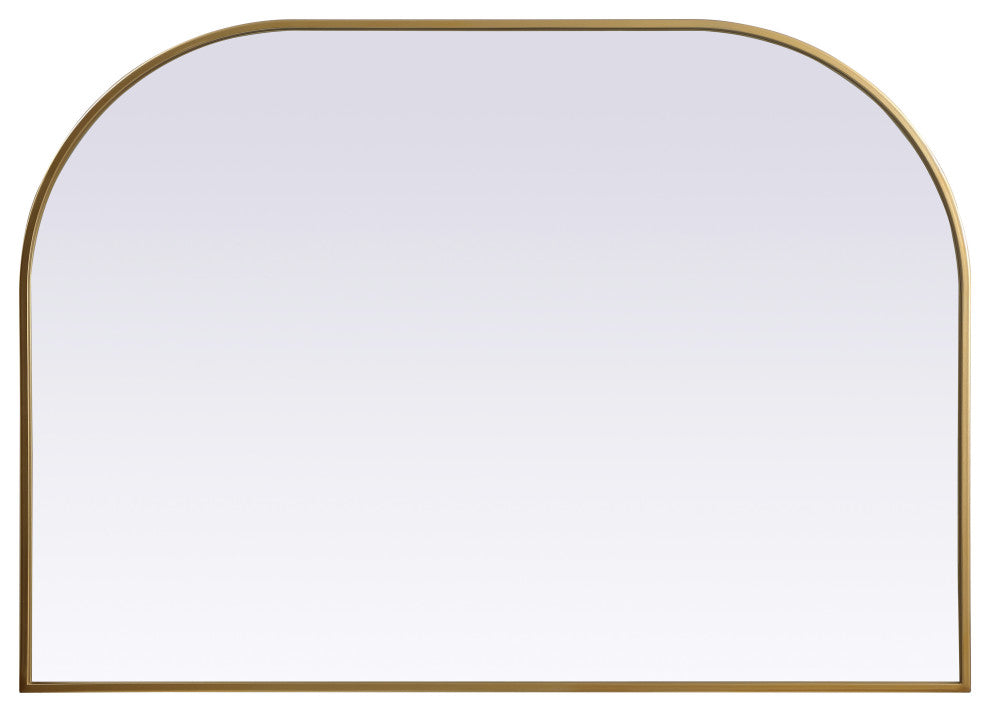 Metal Frame Arch Mirror 42X30 Inch, Brass