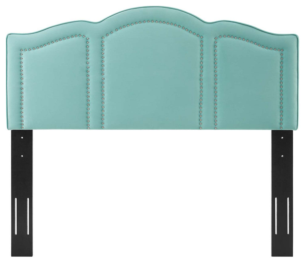 Headboard, King Size, Velvet, Blue, Modern Contemporary, Bedroom Master Suite