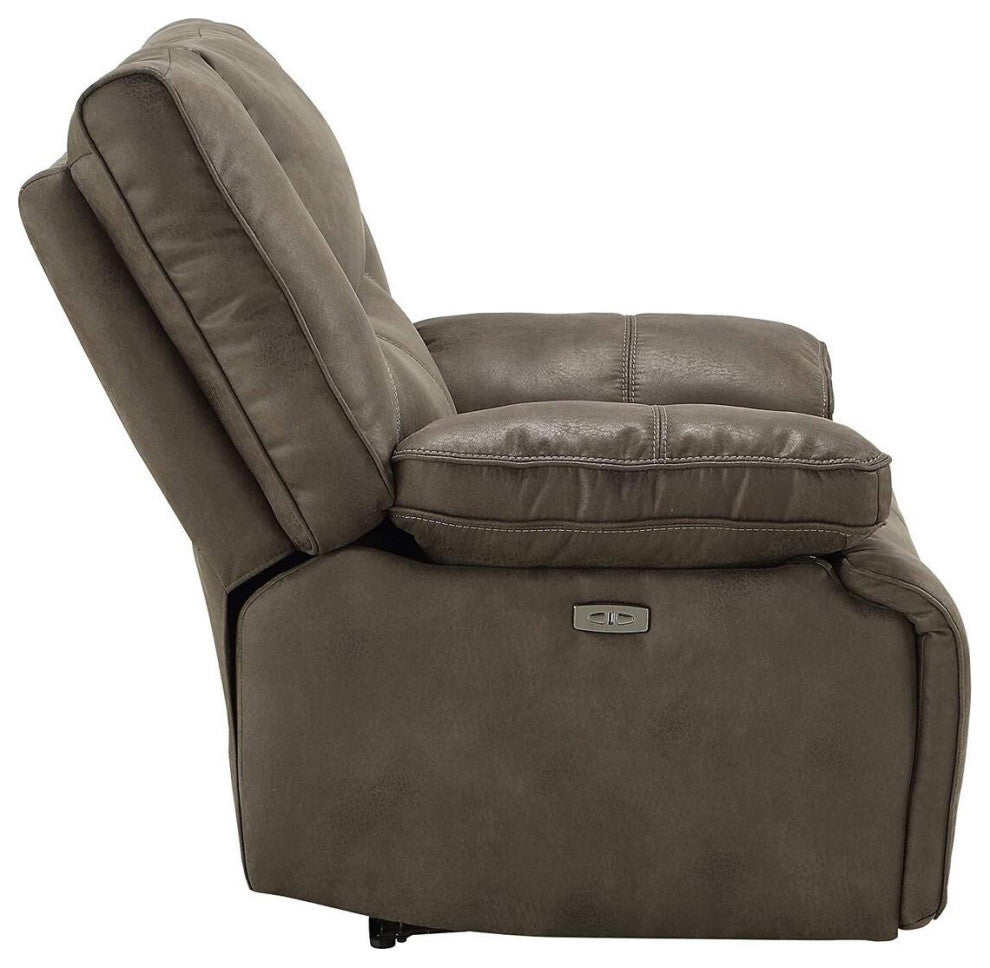 Gray Leather-Aire Power Motion Recliner With USB Port
