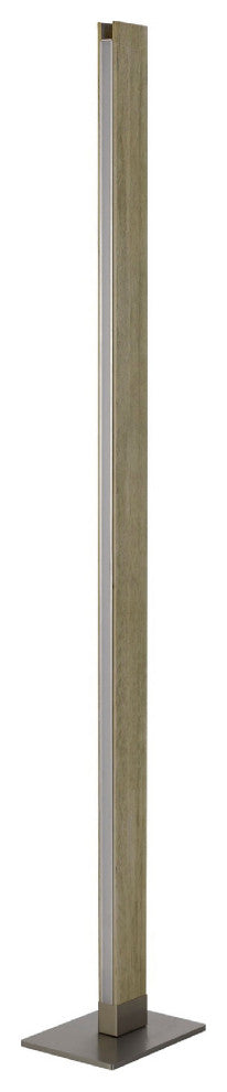 61 Inch Wood Floor Lamp Dimming LED Column, Brown