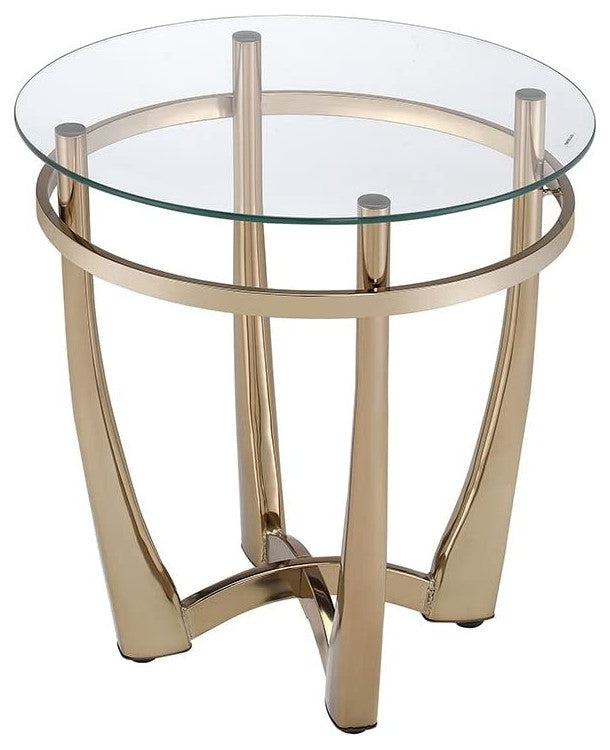 HomeRoots 25" X 23" Champagne And Clear Glass End Table