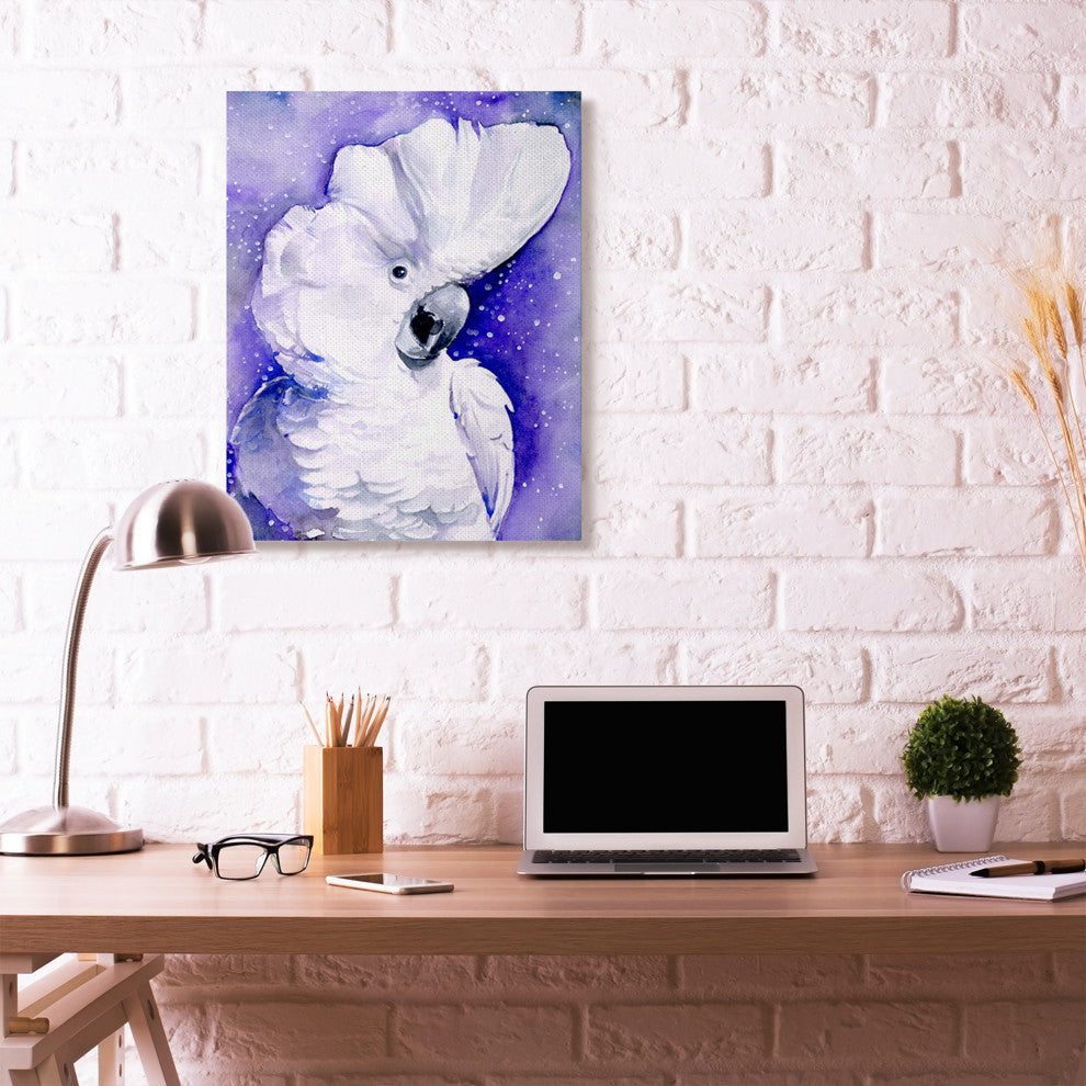 Space Bird Watercolor Animal Purple Painting, 30"x40"