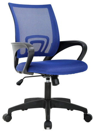 Mesh Computer Chair with Lumbar Support Armrest, Blue