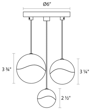 Sonneman 2914-SML Grapes 3 Light 7"W LED Suspension Multi Light - Brass
