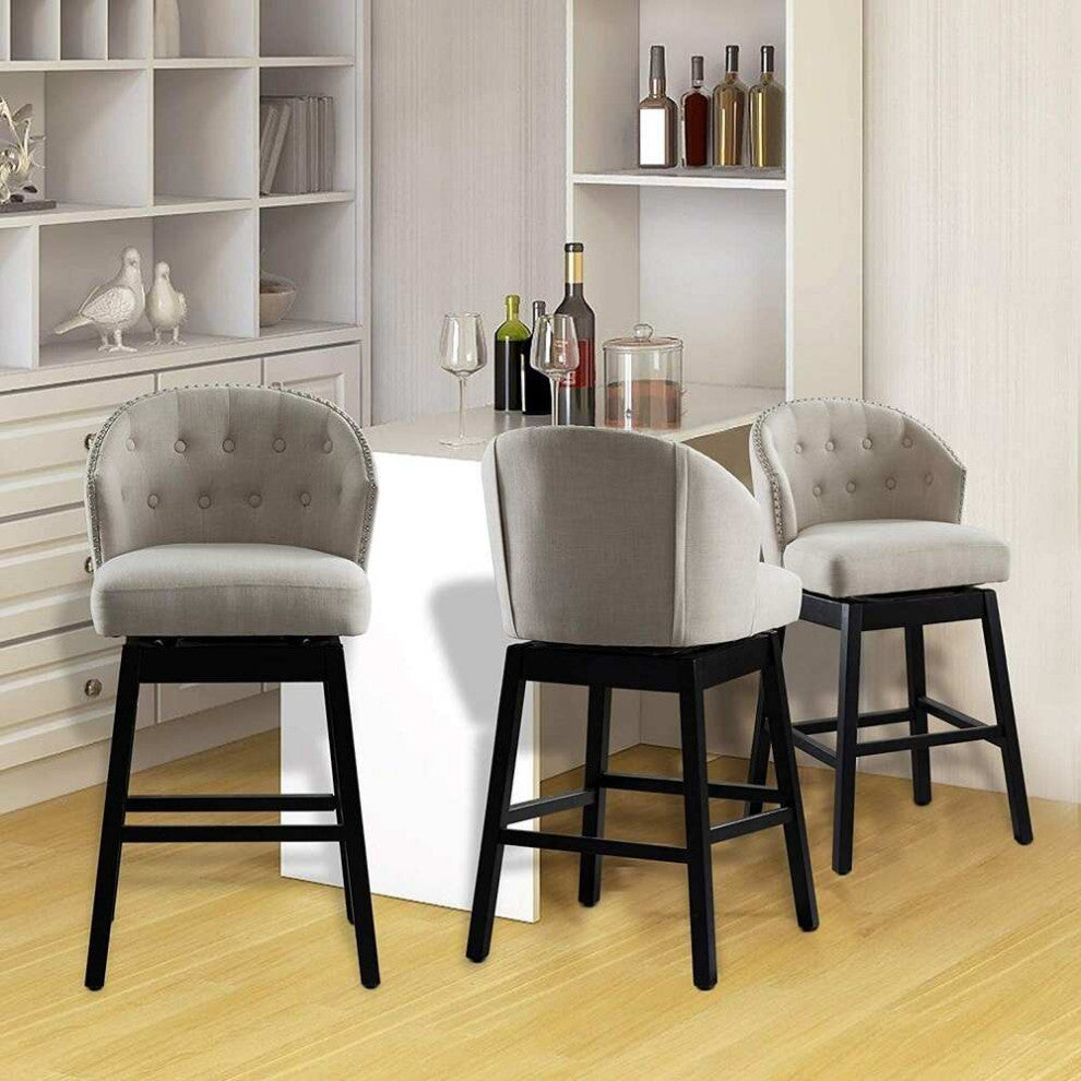 Button Tufted Arm Dining Room Accent Chairs, Set of 2, Tan