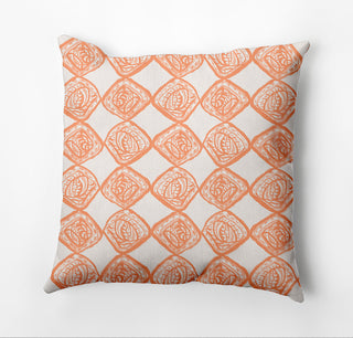 Cowry Check Outdoor Pillow, Orange, 20"x20"
