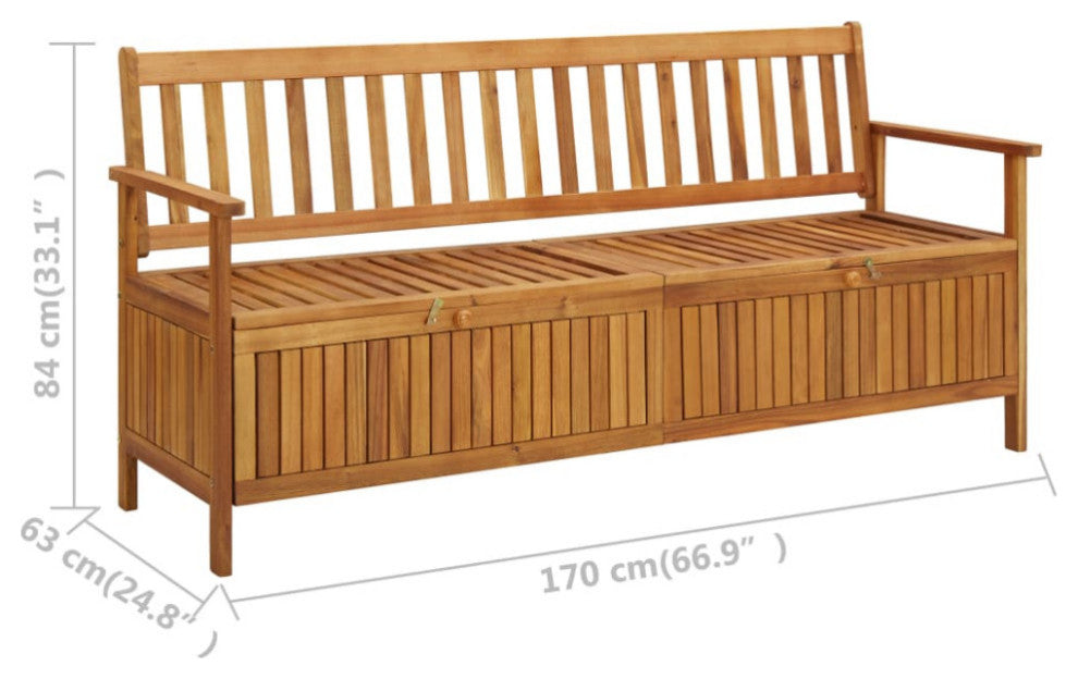 vidaXL Outdoor Storage Bench Deck Box for Patio Furniture Solid Wood Acacia