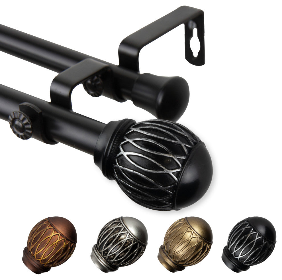 Denny 13/16" Double Curtain Rod Black
