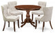 5 Pc Dining Set, Mahogany Kitchen Table, 4 Doeskin Parson Chairs Button Tufted